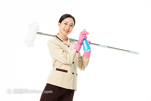 家政服務(wù)中的女性清潔工作 玻璃清洗與保潔服務(wù)的專業(yè)形象